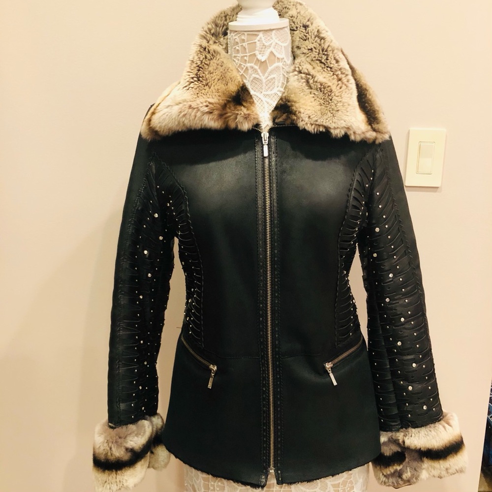 Woman’s shearling fur coat jacket